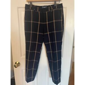 Old Navy Womens Plaid Pants Size 4 Regular Harper Bonded Mid Rise Blue Tan Box